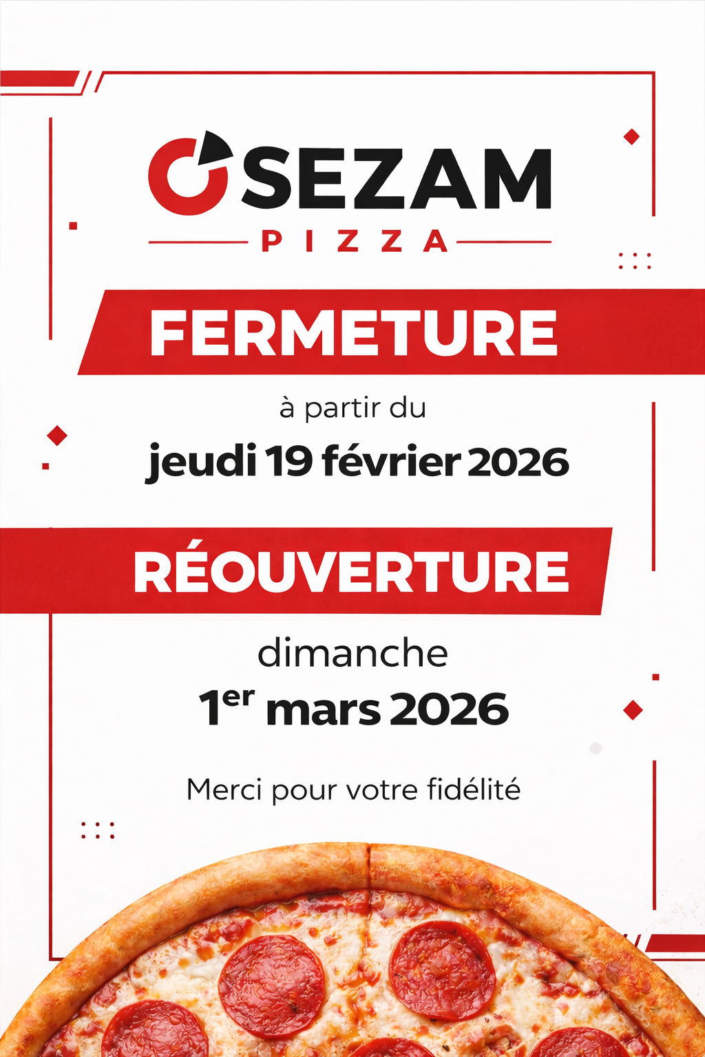 Fermeture exceptionnelle